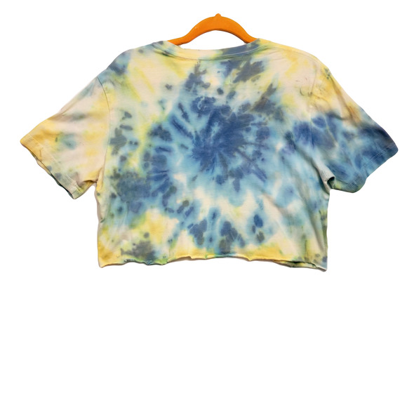 Short sleeve crew neck top blue yellow small tie-dye - Picture 2 of 2